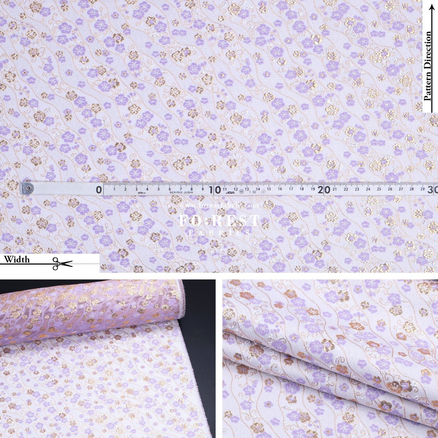 Gold Brocade - Sakura fabric Purple - FO:REST Fabric 布恩堂Liberty fabrictana lawnjapanese fabricykk zipper