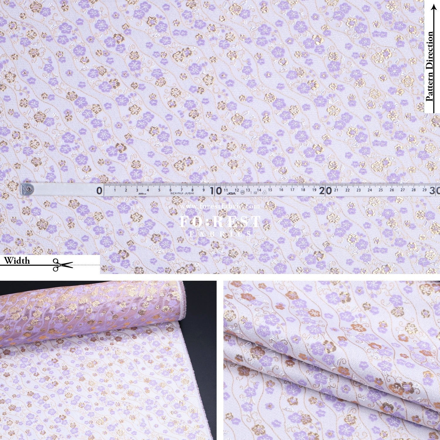 Gold Brocade - Sakura fabric Purple - FO:REST Fabric 布恩堂Liberty fabrictana lawnjapanese fabricykk zipper