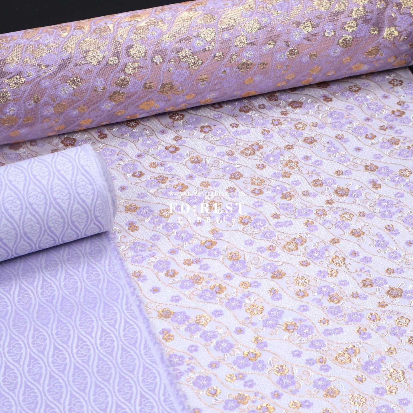 Gold Brocade - Sakura fabric Purple - FO:REST Fabric 布恩堂Liberty fabrictana lawnjapanese fabricykk zipper