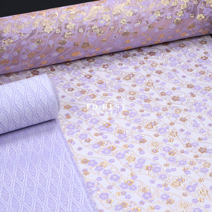 Gold Brocade - Sakura fabric Purple - FO:REST Fabric 布恩堂Liberty fabrictana lawnjapanese fabricykk zipper