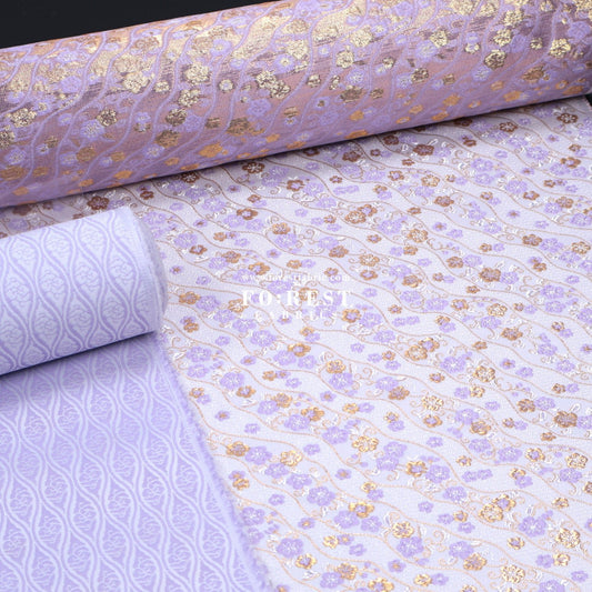 Gold Brocade - Sakura fabric Purple - FO:REST Fabric 布恩堂Liberty fabrictana lawnjapanese fabricykk zipper