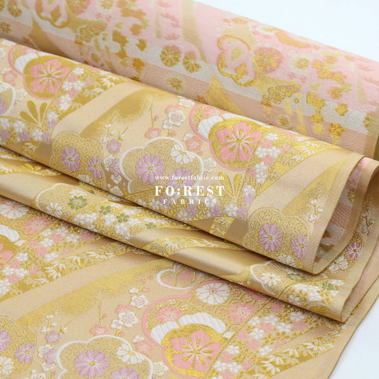 Gold Brocade - sakura Flower fabric Gold - FO:REST Fabric 布恩堂Liberty fabrictana lawnjapanese fabricykk zipper