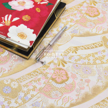Gold Brocade - sakura Flower fabric WhitePink - FO:REST Fabric 布恩堂Liberty fabrictana lawnjapanese fabricykk zipper