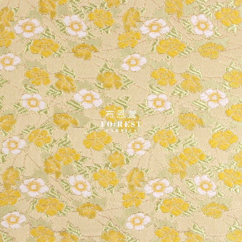 Gold Brocade - Sakura kaleidoscope 萬花筒 fabric Yellow - FO:REST Fabric 布恩堂Liberty fabrictana lawnjapanese fabricykk zipper