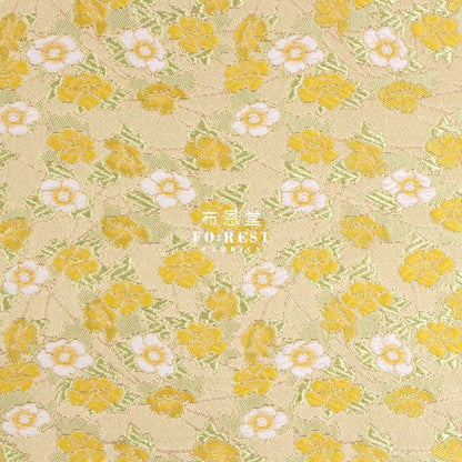Gold Brocade - Sakura kaleidoscope 萬花筒 fabric Yellow - FO:REST Fabric 布恩堂Liberty fabrictana lawnjapanese fabricykk zipper