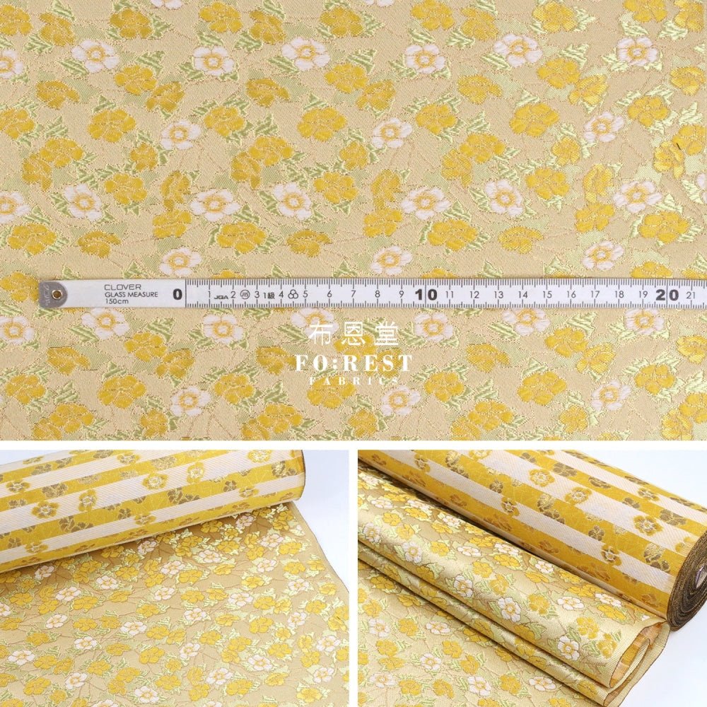 Gold Brocade - Sakura kaleidoscope 萬花筒 fabric Yellow - FO:REST Fabric 布恩堂Liberty fabrictana lawnjapanese fabricykk zipper