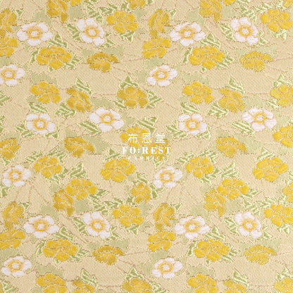 Gold Brocade - Sakura Kaleidoscope Fabric Yellow Polyester