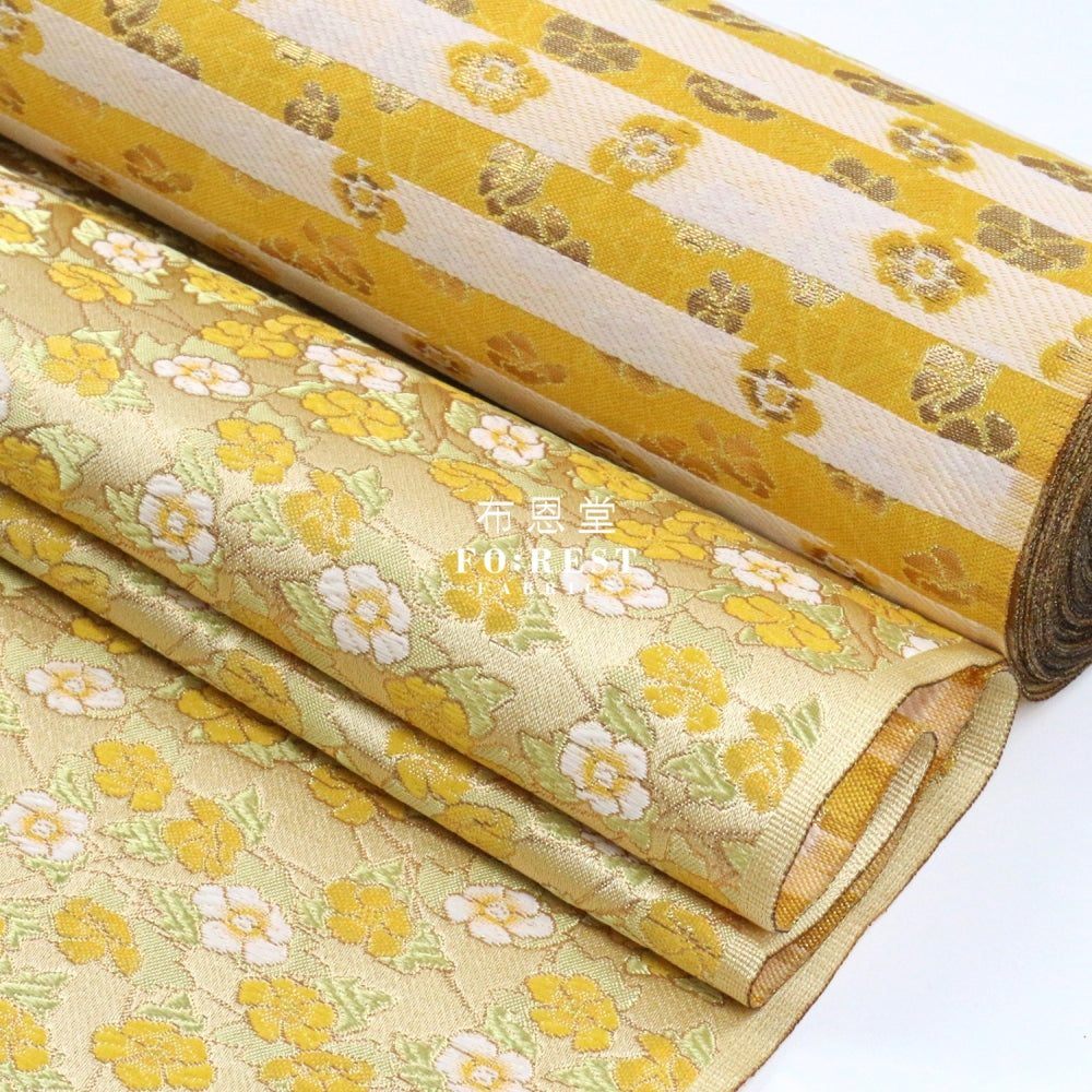 Gold Brocade - Sakura Kaleidoscope Fabric Yellow Polyester