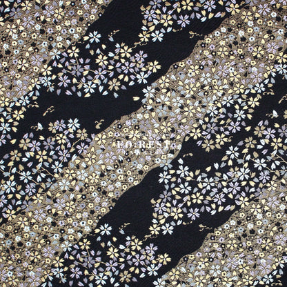 Gold Brocade - Sakura River 水波櫻 fabric Black - FO:REST Fabric 布恩堂Liberty fabrictana lawnjapanese fabricykk zipper