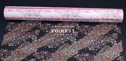 Gold Brocade - Sakura River 水波櫻 fabric Black - FO:REST Fabric 布恩堂Liberty fabrictana lawnjapanese fabricykk zipper