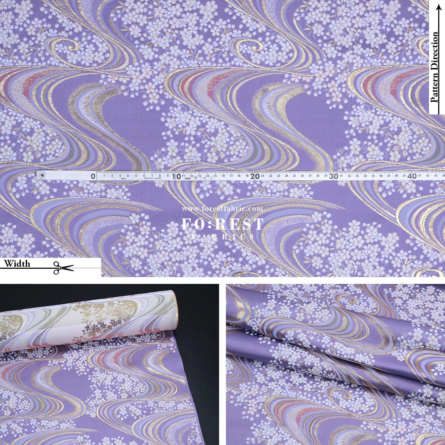 Gold Brocade - Sakura river fabric Purple - FO:REST Fabric 布恩堂Liberty fabrictana lawnjapanese fabricykk zipper