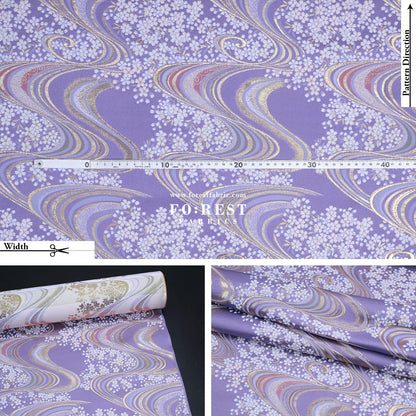 Gold Brocade - Sakura river fabric Purple - FO:REST Fabric 布恩堂Liberty fabrictana lawnjapanese fabricykk zipper