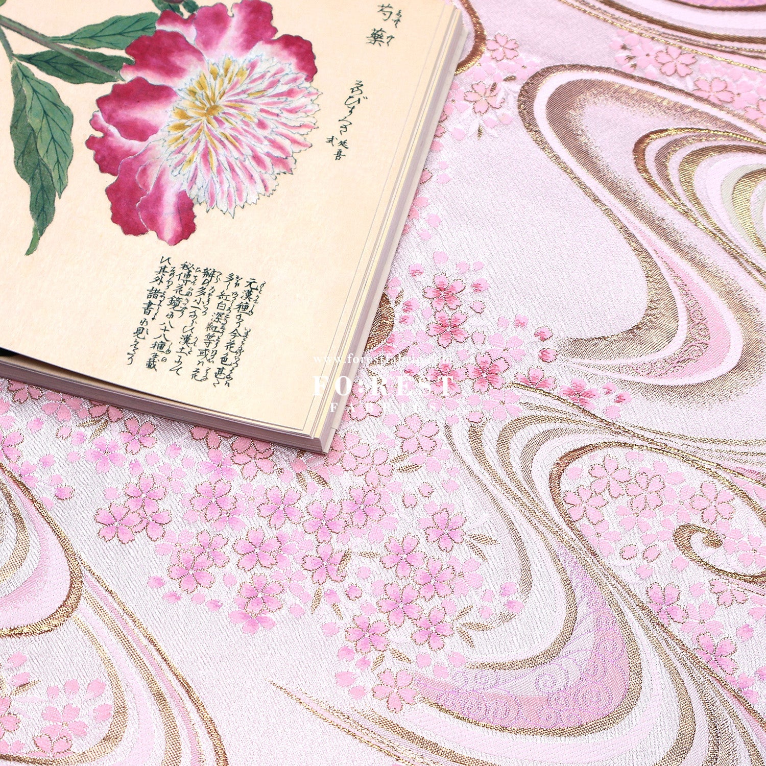 Gold Brocade - Sakura river fabric Purple - FO:REST Fabric 布恩堂Liberty fabrictana lawnjapanese fabricykk zipper