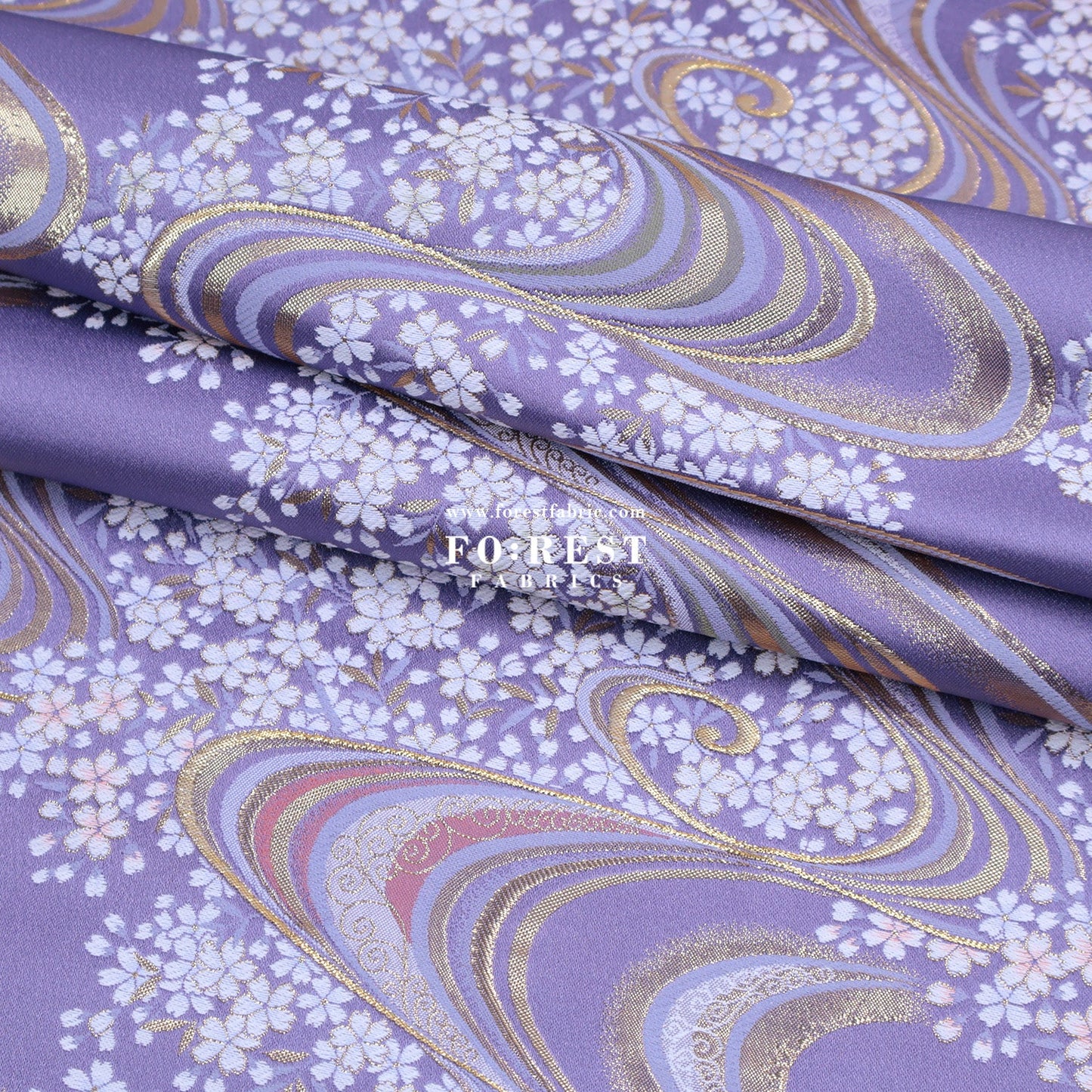 Gold Brocade - Sakura river fabric Purple - FO:REST Fabric 布恩堂Liberty fabrictana lawnjapanese fabricykk zipper