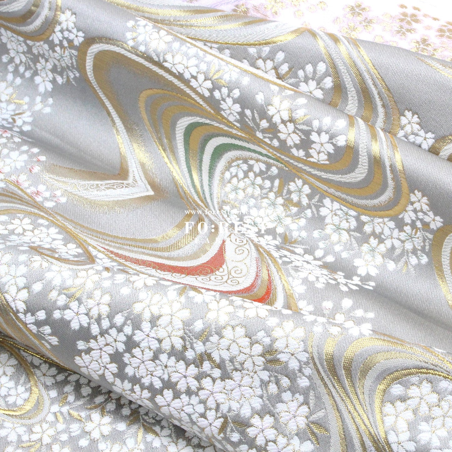 Gold Brocade - Sakura river fabric Purple - FO:REST Fabric 布恩堂Liberty fabrictana lawnjapanese fabricykk zipper