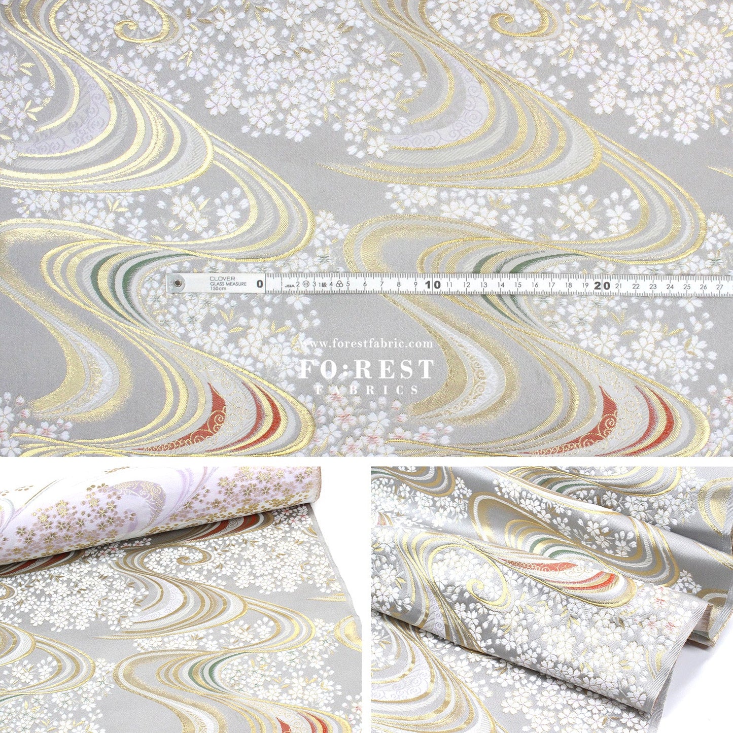 Gold Brocade - Sakura river fabric Purple - FO:REST Fabric 布恩堂Liberty fabrictana lawnjapanese fabricykk zipper
