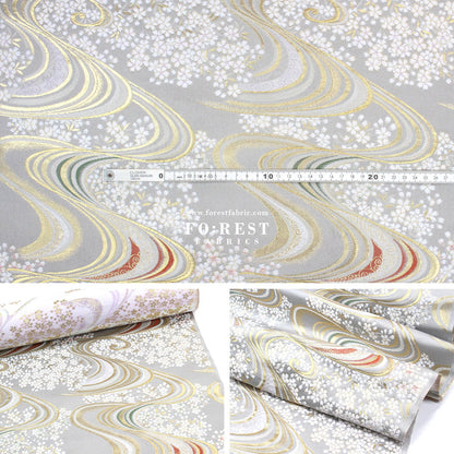 Gold Brocade - Sakura river fabric Purple - FO:REST Fabric 布恩堂Liberty fabrictana lawnjapanese fabricykk zipper