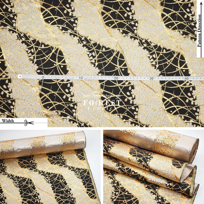 Gold Brocade - Sakura River Flower fabric Black - FO:REST Fabric 布恩堂Liberty fabrictana lawnjapanese fabricykk zipper