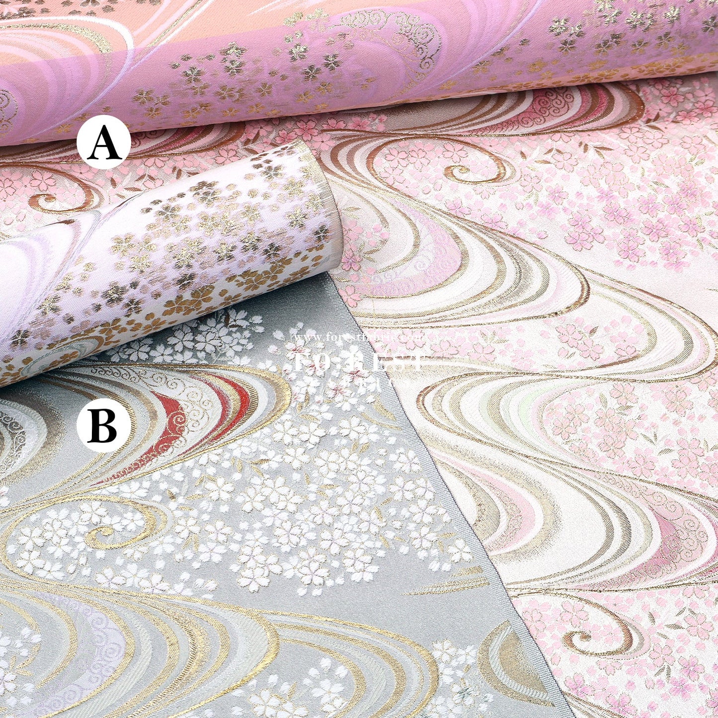Gold Brocade - Sakura river Milky Gray fabric - FO:REST Fabric 布恩堂Liberty fabrictana lawnjapanese fabricykk zipper