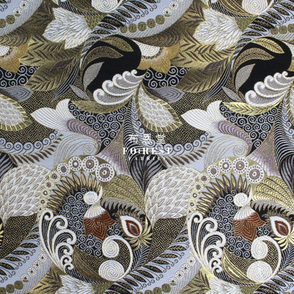 Gold Brocade - Sea Fabric Black Polyester