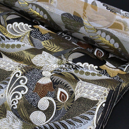 Gold Brocade - Sea fabric BLACK - FO:REST Fabric 布恩堂Liberty fabrictana lawnjapanese fabricykk zipper
