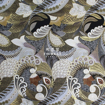 Gold Brocade - Sea fabric BLACK - FO:REST Fabric 布恩堂Liberty fabrictana lawnjapanese fabricykk zipper