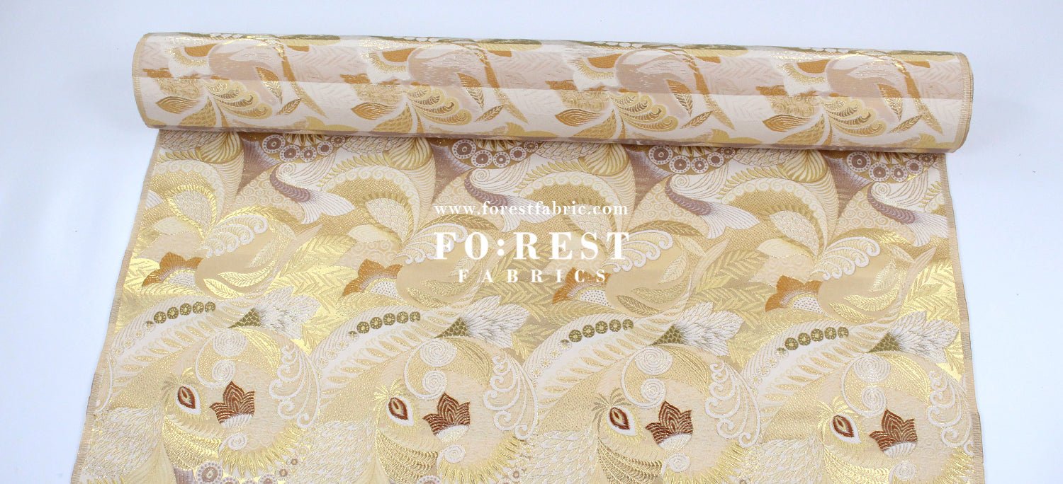 Gold Brocade - Sea fabric Gold - FO:REST Fabric 布恩堂Liberty fabrictana lawnjapanese fabricykk zipper