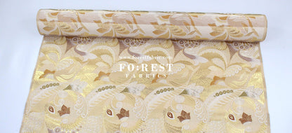 Gold Brocade - Sea fabric Gold - FO:REST Fabric 布恩堂Liberty fabrictana lawnjapanese fabricykk zipper