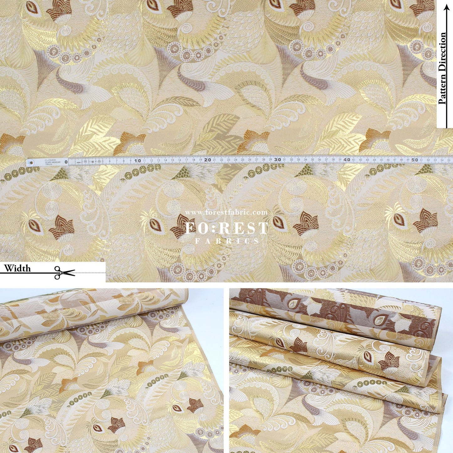 Gold Brocade - Sea fabric Gold - FO:REST Fabric 布恩堂Liberty fabrictana lawnjapanese fabricykk zipper