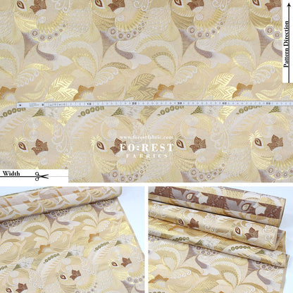 Gold Brocade - Sea fabric Gold - FO:REST Fabric 布恩堂Liberty fabrictana lawnjapanese fabricykk zipper