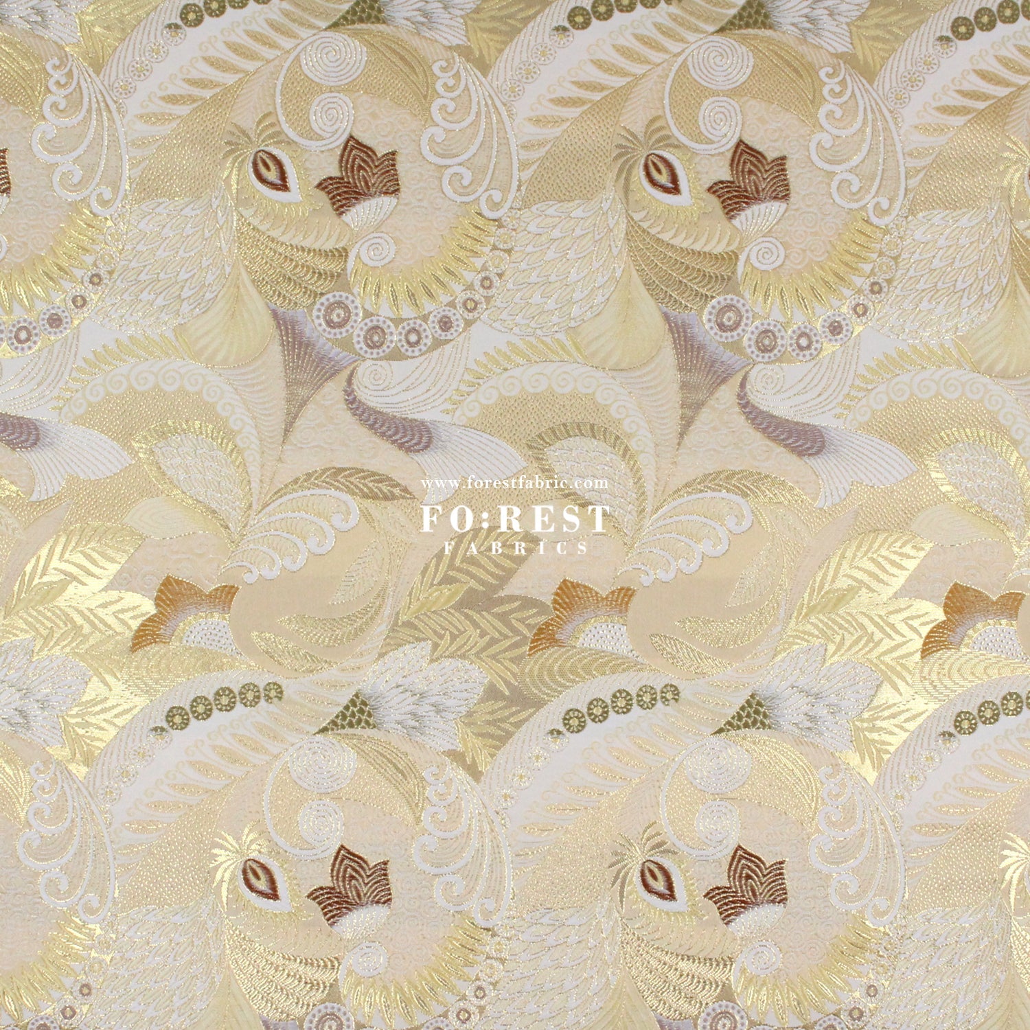 Gold Brocade - Sea fabric Gold - FO:REST Fabric 布恩堂Liberty fabrictana lawnjapanese fabricykk zipper