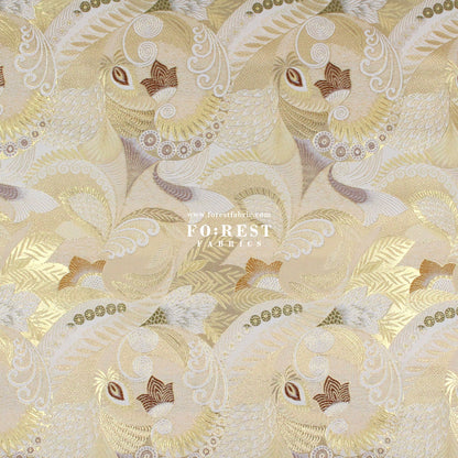 Gold Brocade - Sea fabric Gold - FO:REST Fabric 布恩堂Liberty fabrictana lawnjapanese fabricykk zipper