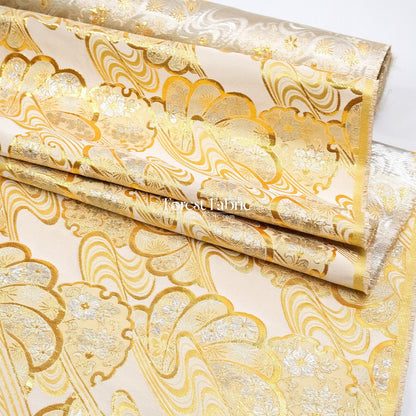 Gold Brocade - Shimmering Currents Floral fabric - FO:REST Fabric 布恩堂Liberty fabrictana lawnjapanese fabricykk zipper