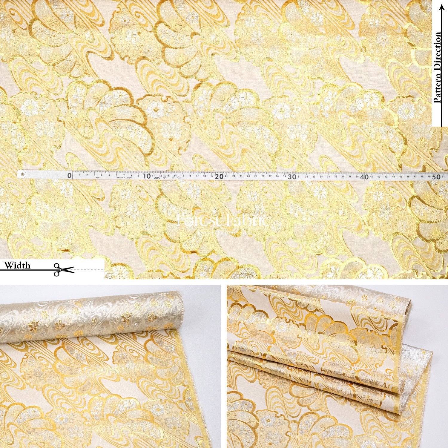 Gold Brocade - Shimmering Currents Floral fabric - FO:REST Fabric 布恩堂Liberty fabrictana lawnjapanese fabricykk zipper