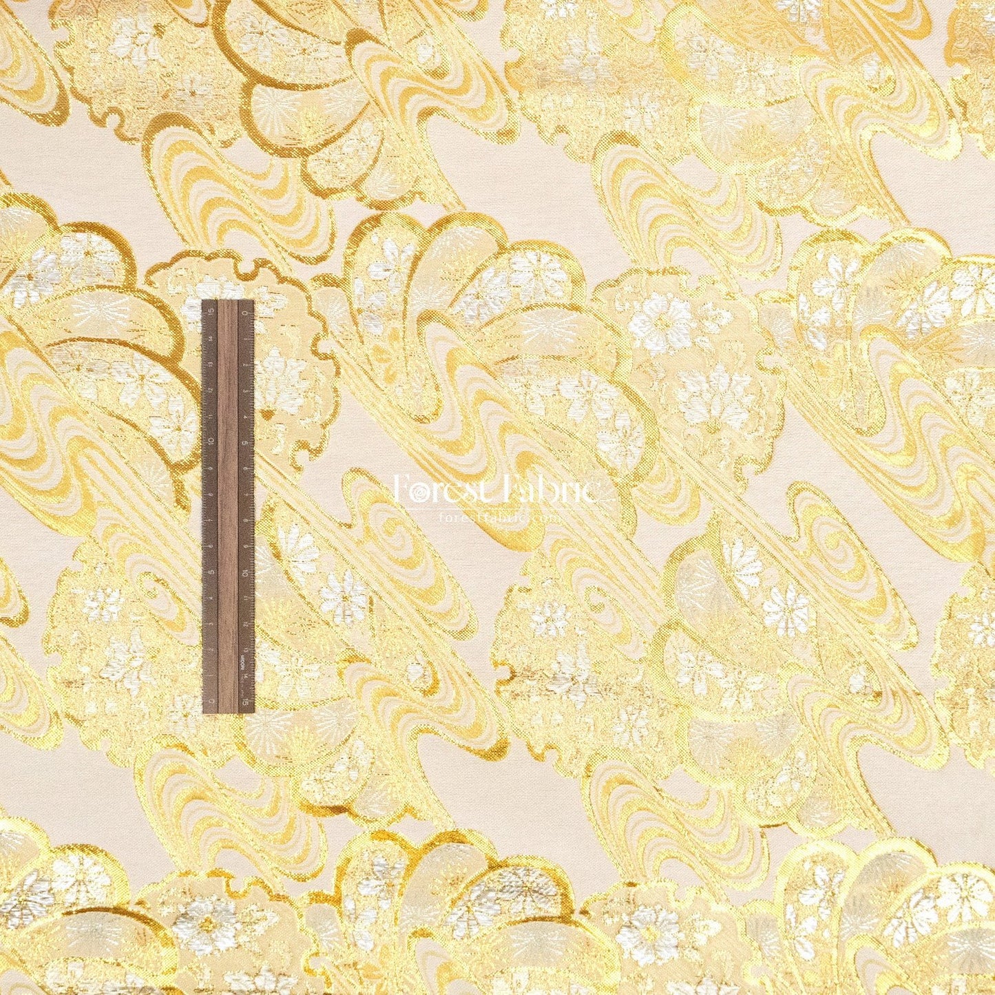Gold Brocade - Shimmering Currents Floral fabric - FO:REST Fabric 布恩堂Liberty fabrictana lawnjapanese fabricykk zipper