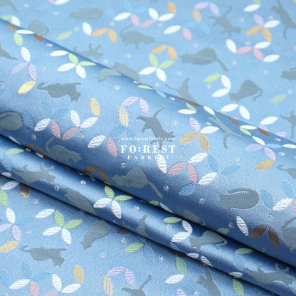 Gold Brocade - Shippo Cats fabric Blue - FO:REST Fabric 布恩堂Liberty fabrictana lawnjapanese fabricykk zipper