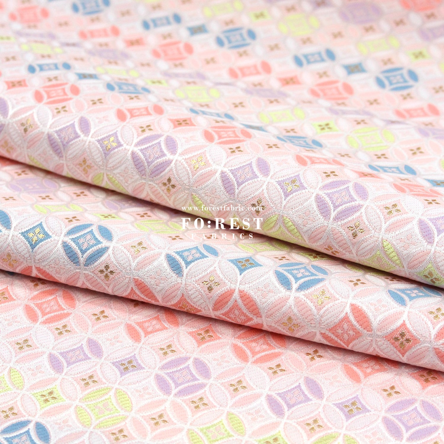 Gold Brocade - SHIPPO 七寶KINRAN fabric LightPink - FO:REST Fabric 布恩堂Liberty fabrictana lawnjapanese fabricykk zipper