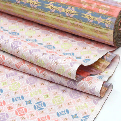 Gold Brocade - SHIPPO 七寶KINRAN fabric LightPink - FO:REST Fabric 布恩堂Liberty fabrictana lawnjapanese fabricykk zipper