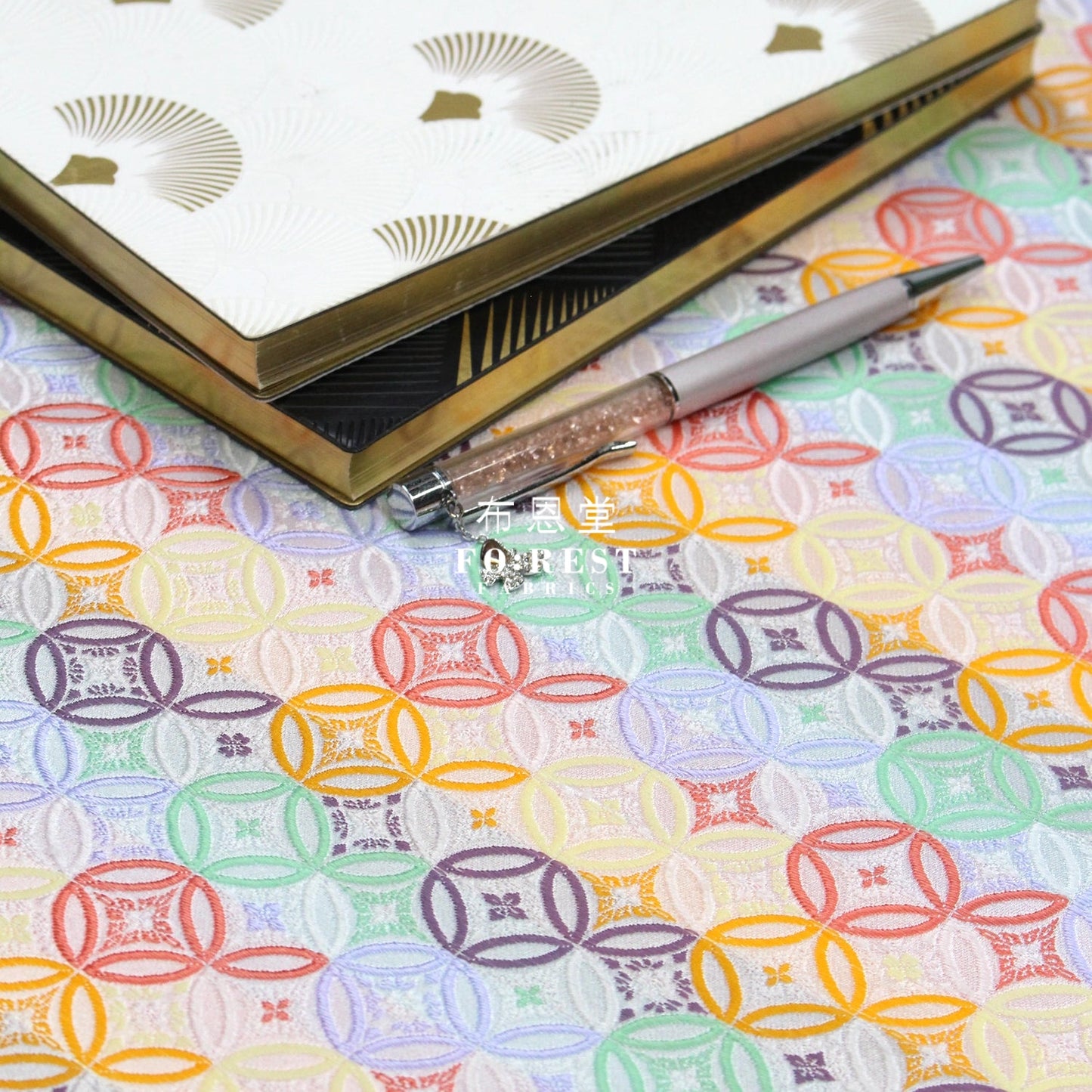 Gold Brocade - Shippo Kinran Fabric White Polyester
