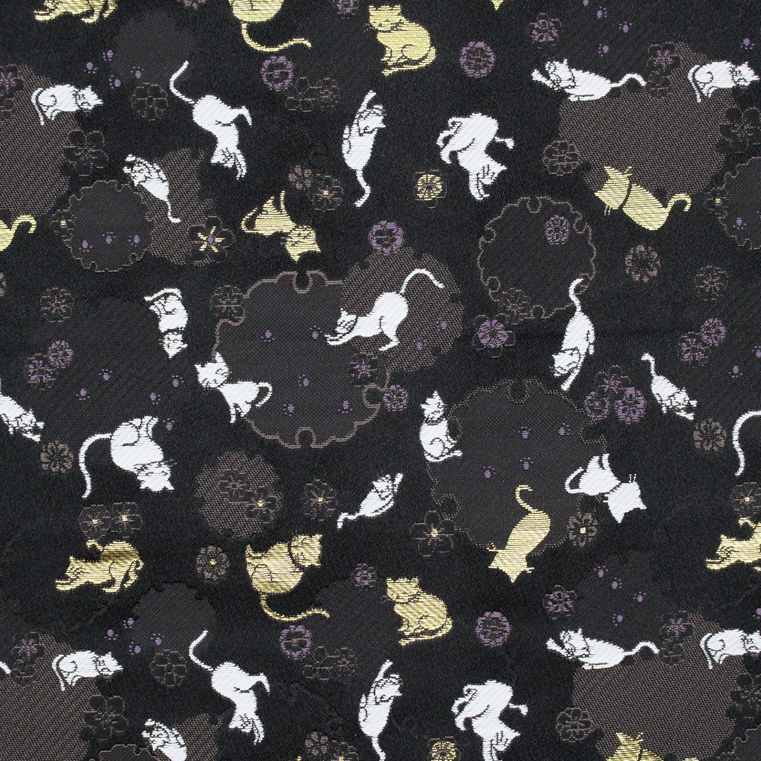 Gold Brocade - Snow Cats fabric Black - FO:REST Fabric 布恩堂Liberty fabrictana lawnjapanese fabricykk zipper
