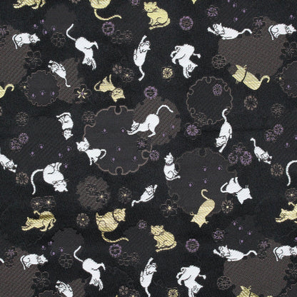Gold Brocade - Snow Cats fabric Black - FO:REST Fabric 布恩堂Liberty fabrictana lawnjapanese fabricykk zipper