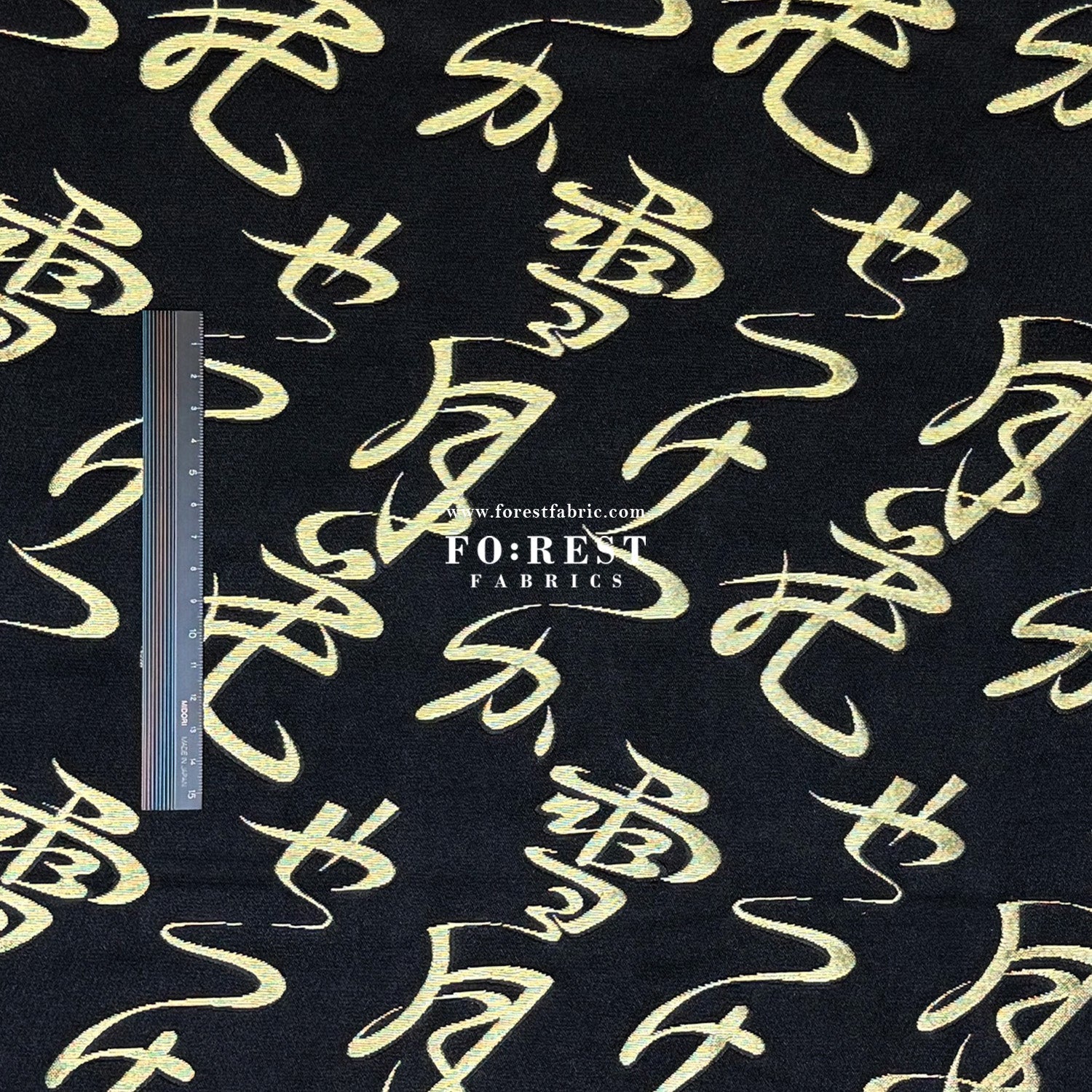 Gold Brocade - Snow moon flower fabric Black - FO:REST Fabric 布恩堂Liberty fabrictana lawnjapanese fabricykk zipper