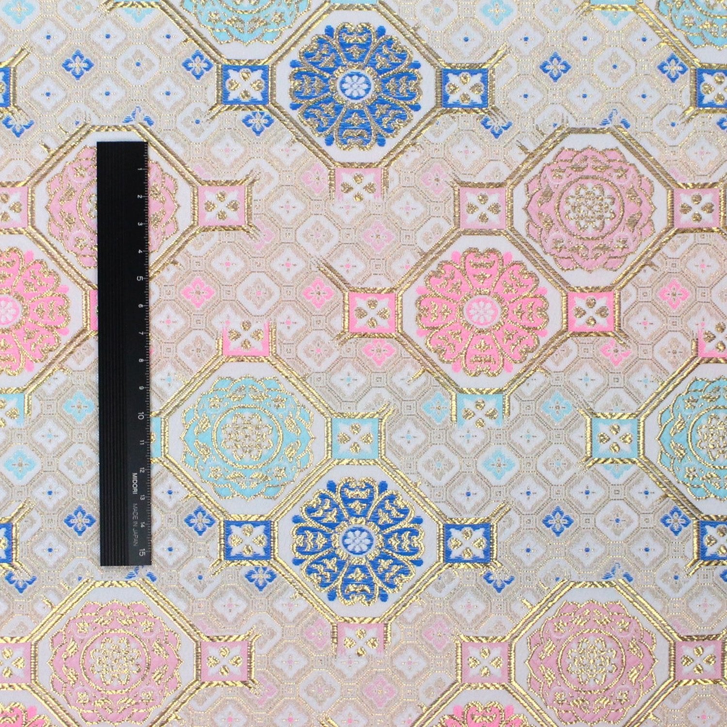 Gold Brocade - 八釜花繋 Snow Pink - FO:REST Fabric 布恩堂Liberty fabrictana lawnjapanese fabricykk zipper