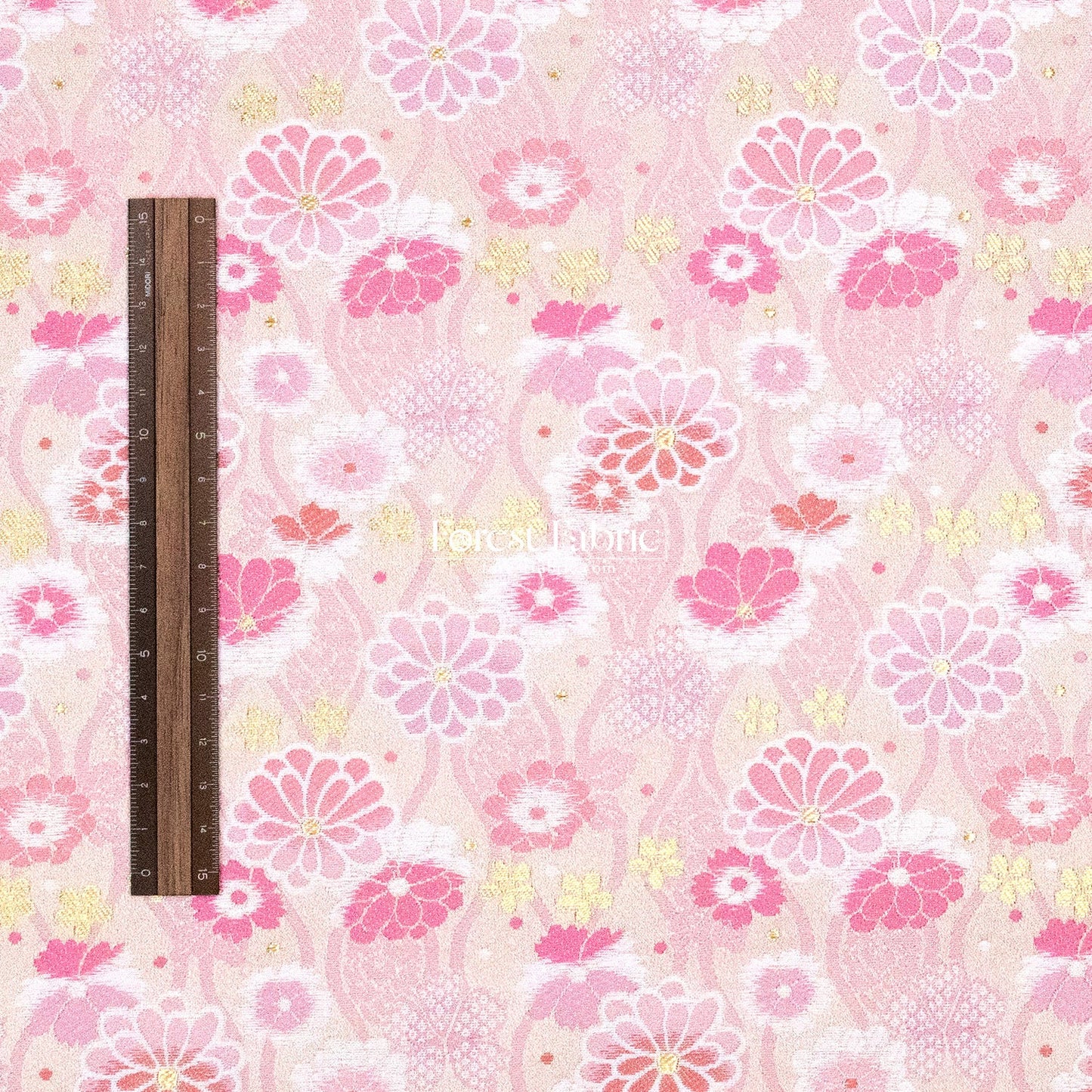 Gold Brocade - Spring Serenade fabric Pink - FO:REST Fabric 布恩堂Liberty fabrictana lawnjapanese fabricykk zipper