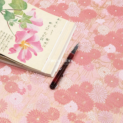 Gold Brocade - Spring Serenade KINRAN fabric Pink - FO:REST Fabric 布恩堂Liberty fabrictana lawnjapanese fabricykk zipper