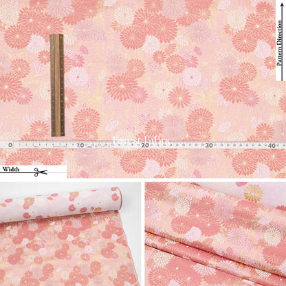 Gold Brocade - Spring Serenade KINRAN fabric Pink - FO:REST Fabric 布恩堂Liberty fabrictana lawnjapanese fabricykk zipper