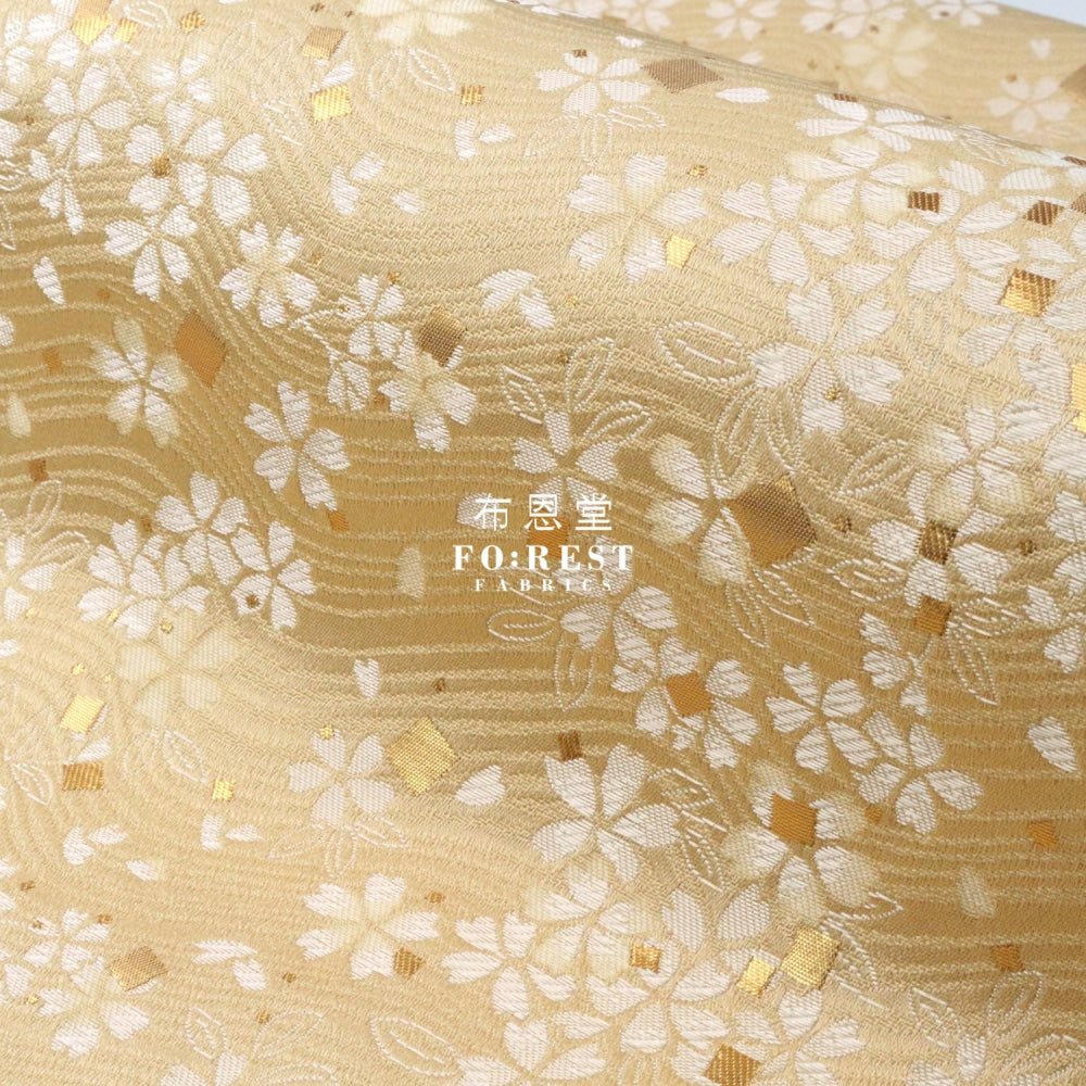 Gold Brocade - Square Sakura River Fabric Polyester