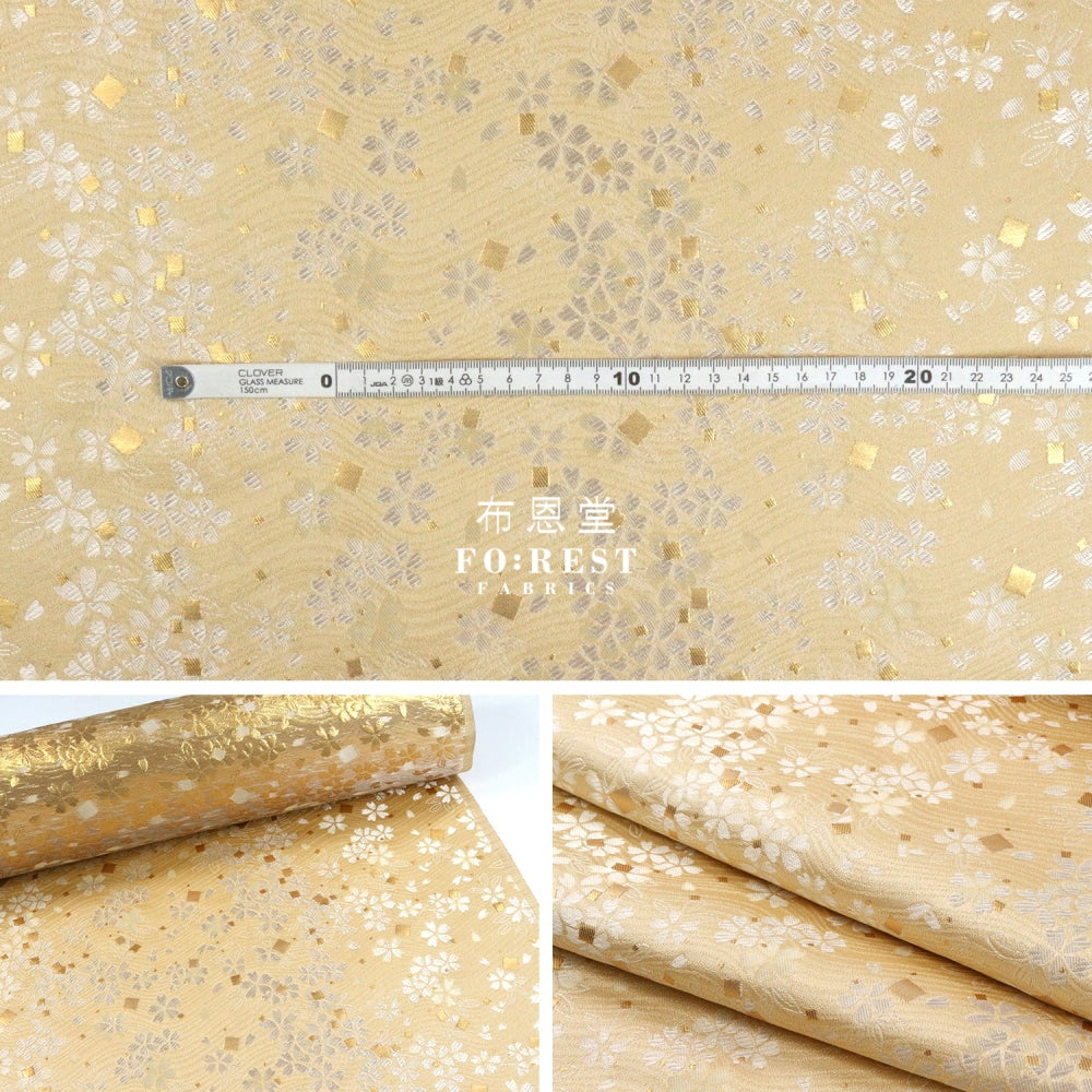 Gold Brocade - Square Sakura River Fabric Polyester