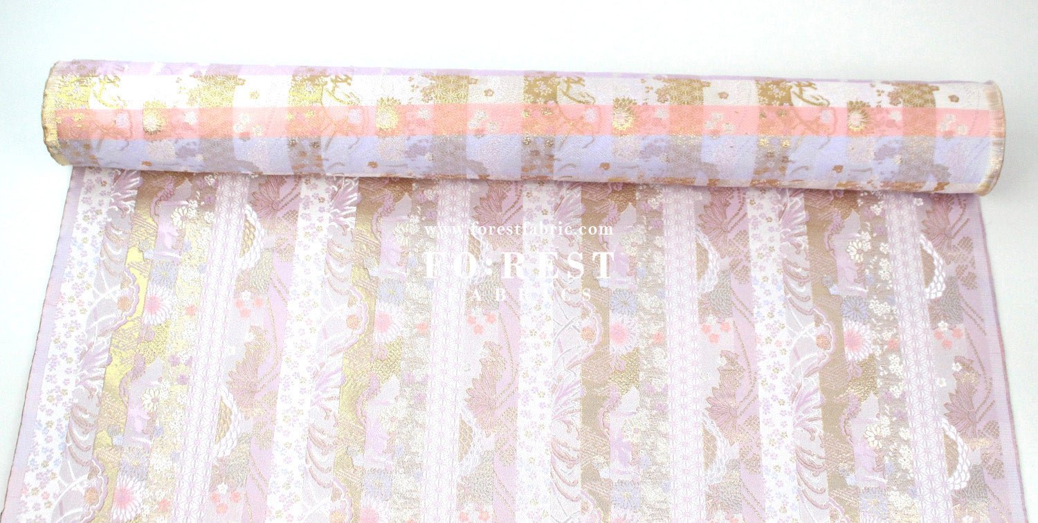 Gold Brocade - Sweet chrysanthemum flower fabric ICEPINK - FO:REST Fabric 布恩堂Liberty fabrictana lawnjapanese fabricykk zipper