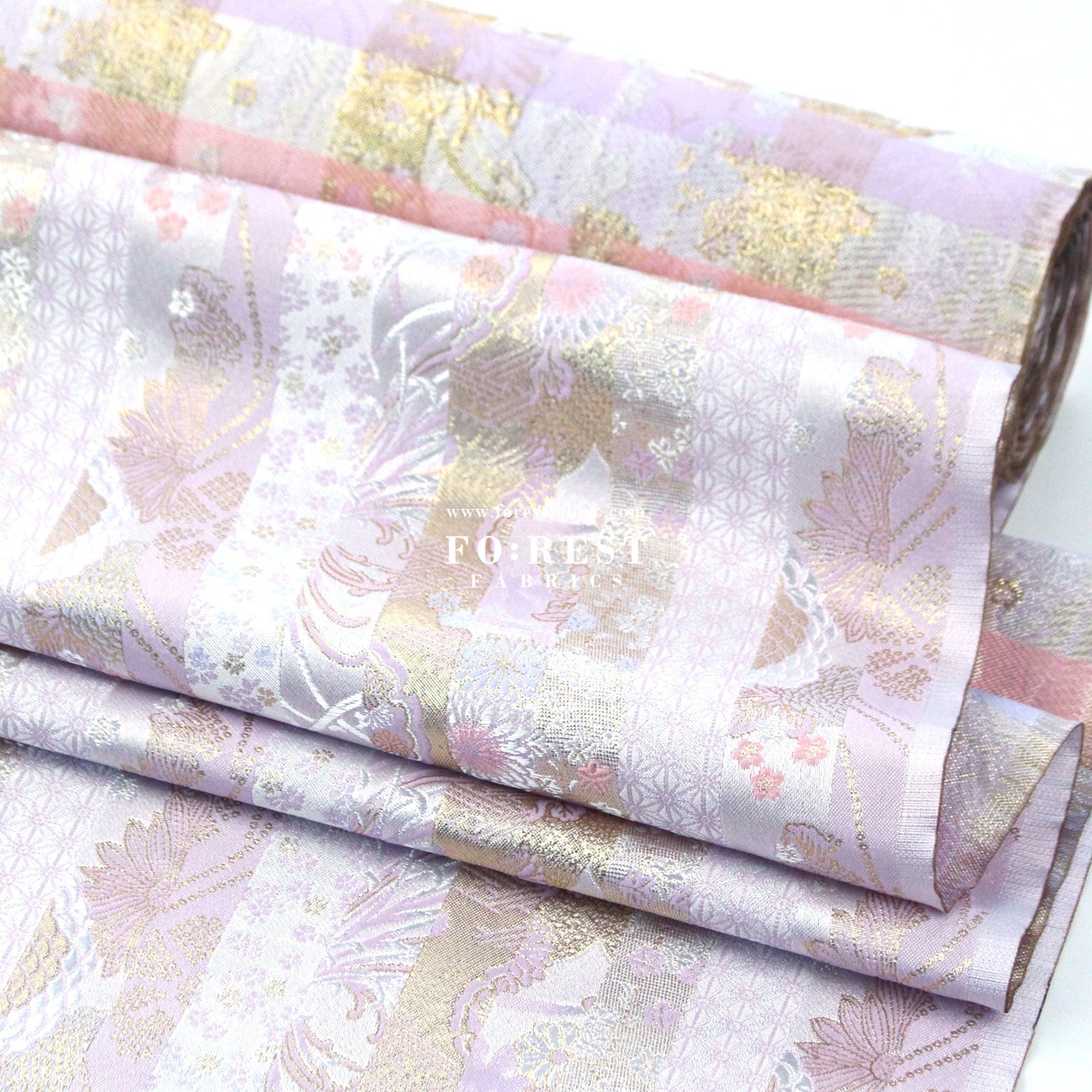 Gold Brocade - Sweet chrysanthemum flower fabric ICEPINK - FO:REST Fabric 布恩堂Liberty fabrictana lawnjapanese fabricykk zipper